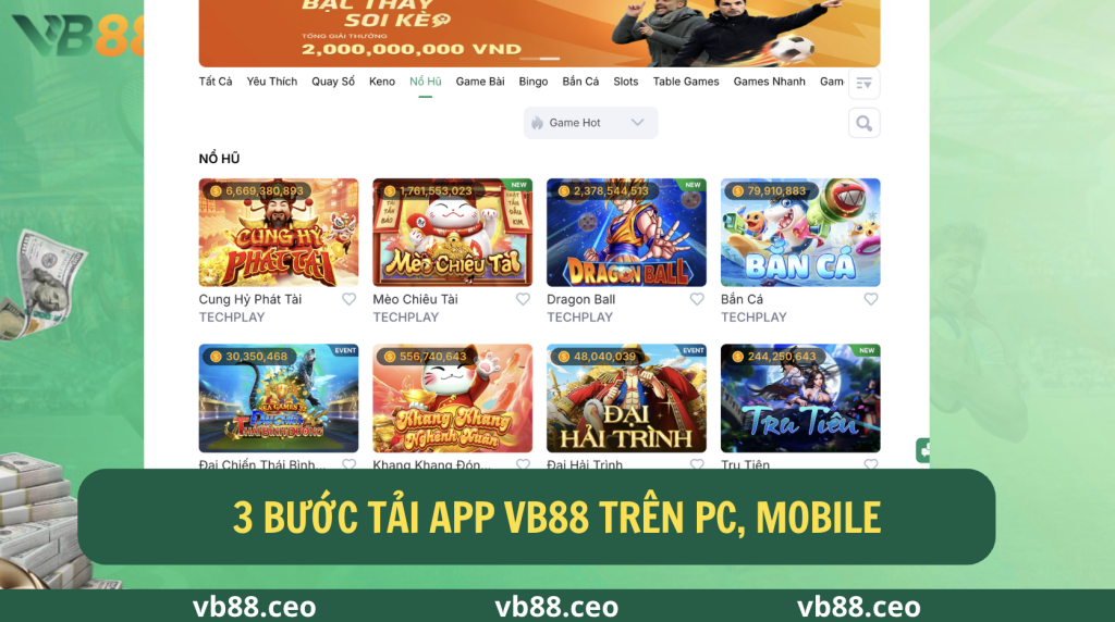 3 bước tải app vb88