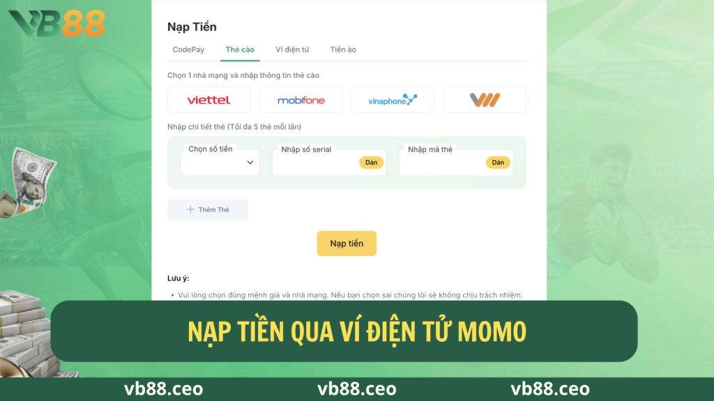 Nạp tiền qua ví điện tử MoMo