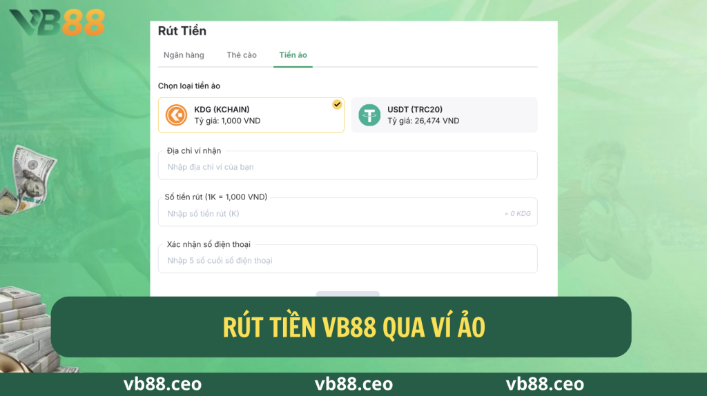 Rút tiền VB88 qua ví ảo
