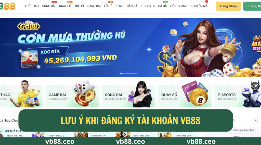 Lưu ý quan trọng khi đăng ký tài khoản VB88