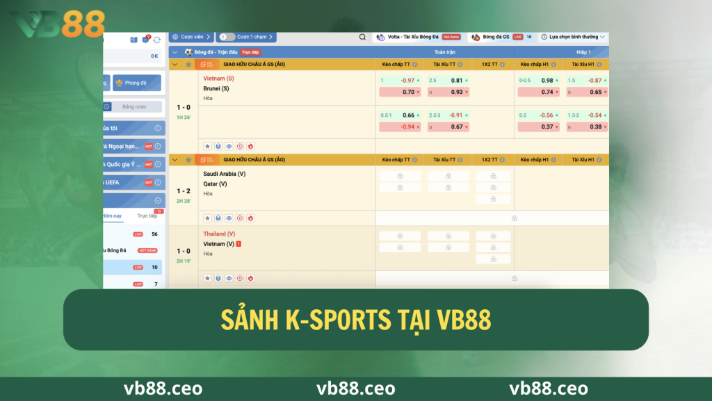 Sảnh K-Sports Tại VB88