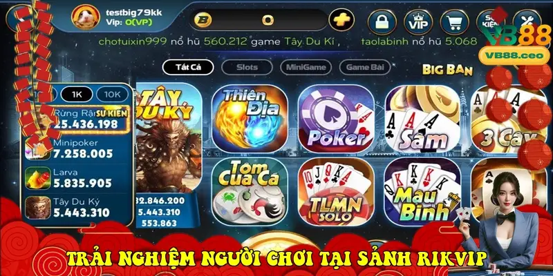 Trải nghiệm người chơi tại sảnh cá cược Rikvip